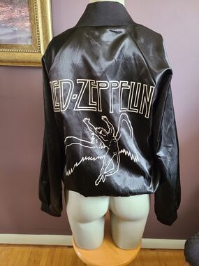 Led Zeppelin Black Satin Bomber Jacket